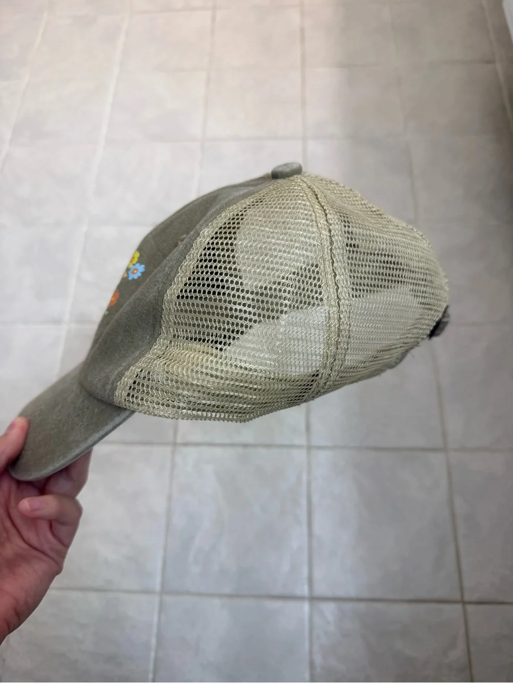 Source Unknown Olive Green 'I'd Rather Be Thrifting' Floral Cap